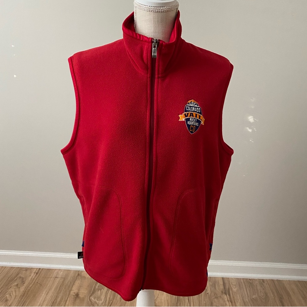 Vail Colorado Fleece Full Zip Vest Red - Picture 1 of 13